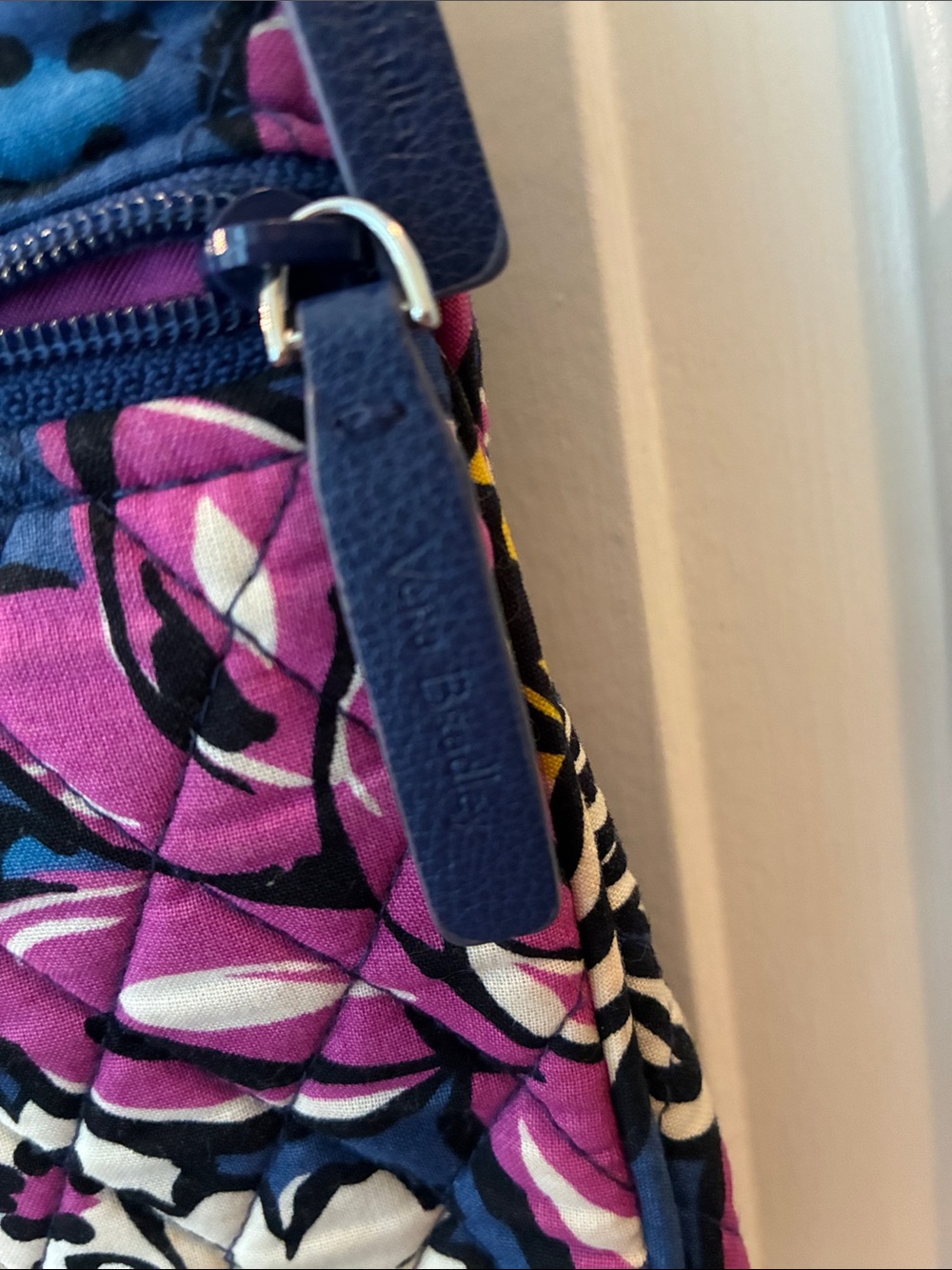 Vera Bradley Navy Floral Quilted Crossbody with Pink & Cream Accents - Picture 2 of 8
